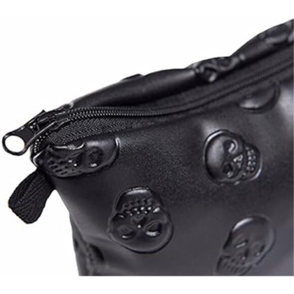 Fashion Black Skull CosmeticBag Makeup StorageBag Toiletry Organizer Pencil Case - Picture 4 of 6